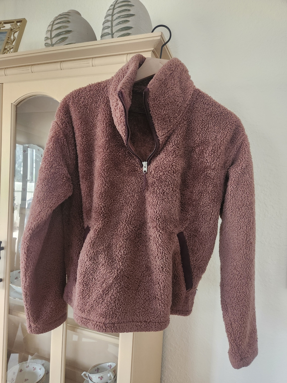 The North Face Plush Sherpa Pullover Jacket - Mauve